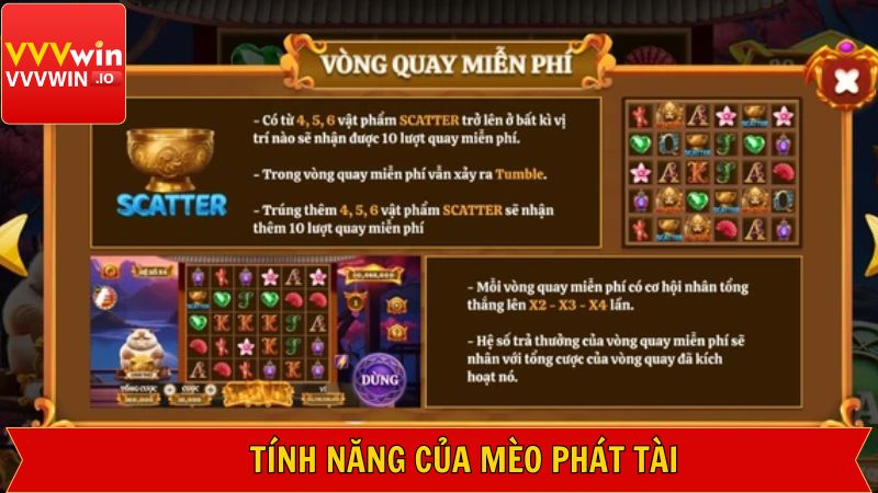 Mèo Phát Tài - Tựa Game Nổ Hũ Vvvwin Nổi Bật Nhất 2025 3 Những tính năng đặc biệt trong nổ hũ phát tài Vvvwin
